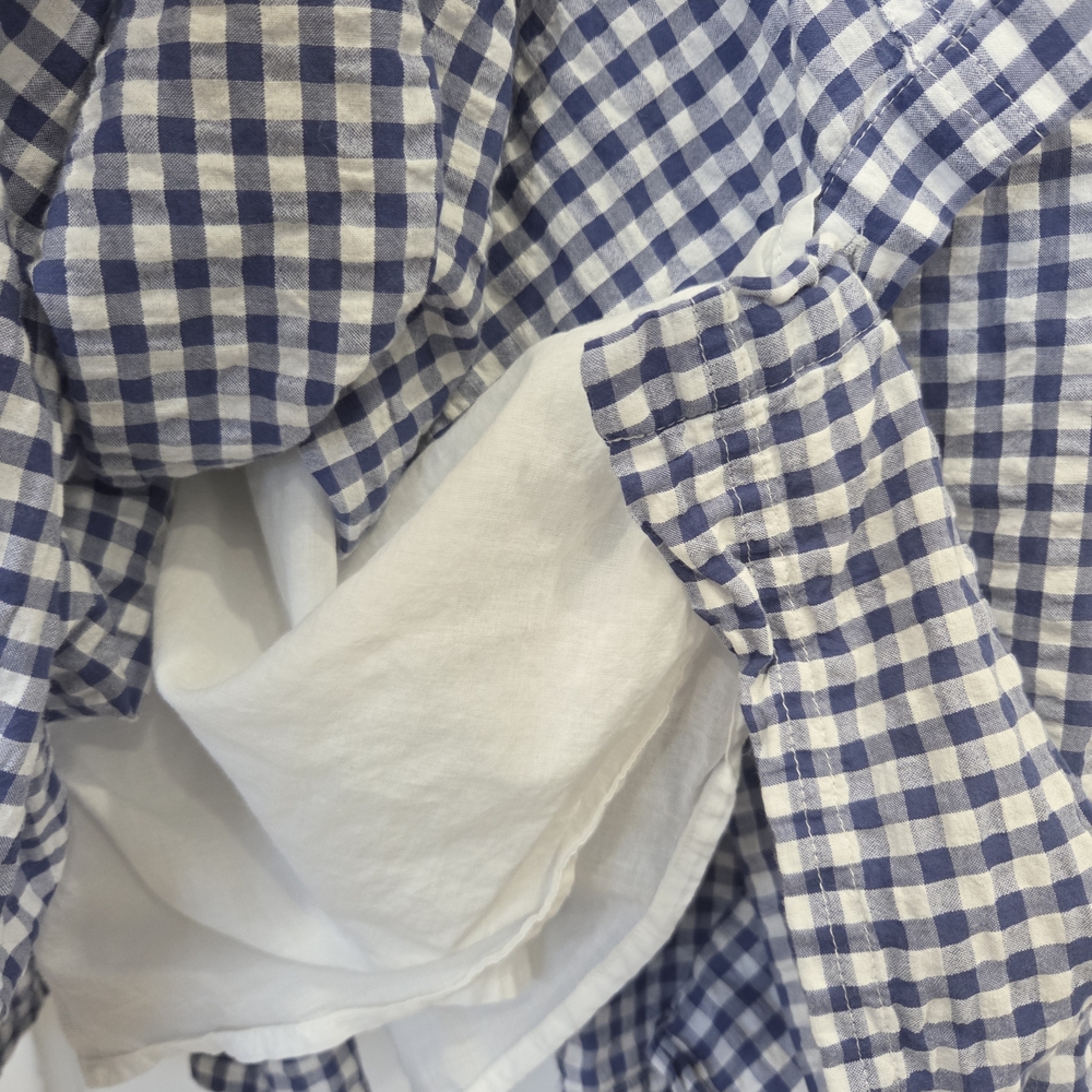 Madewell Patchwork Gingham Button-Front Tiered Bl… - image 10